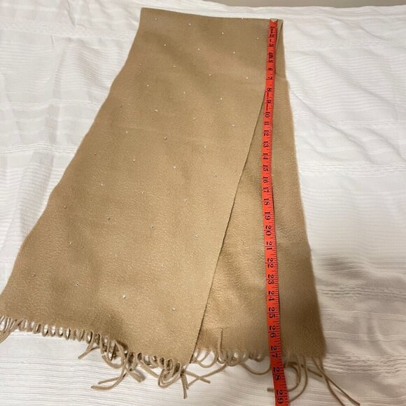 Vintage Rhinestone Fringe Scarf Camel - Picture 8 of 8